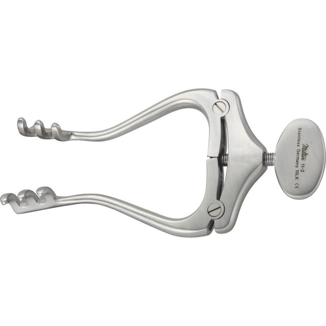 MILTEX JANSEN Retractor, 4-1/4" (10.8 cm), spread 3" (7.6 cm), 3 X 3 blunt prongs 10 mm deep, standard model. MPN: 11-2