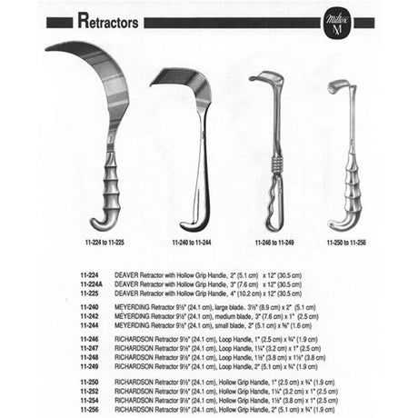 MILTEX RICHARDSON Retractor, 9-1/2" (24.1 cm), loop handle, 2" (5.1 cm) X 3/4" (1.9 cm). MPN: 11-249 - Image 2