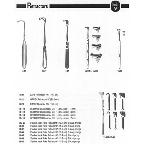 MILTEX Flexible Neck Rake Retractor, 6" (15.2 cm), 1 blunt prong. MPN: 11-36 - Image 2