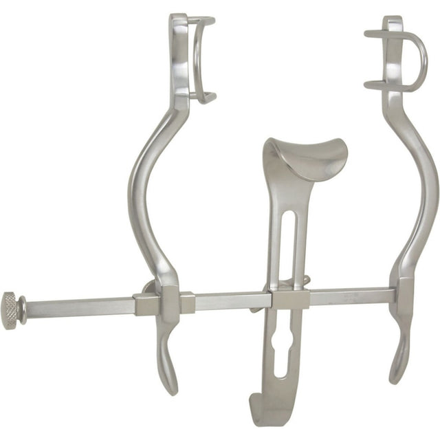 MILTEX Pediatric BALFOUR Abdominal Retractor with fenestrated side blades & solid center blade 1" (2.5 cm) deep, 4" (10.2 cm) spread. MPN: 11-430
