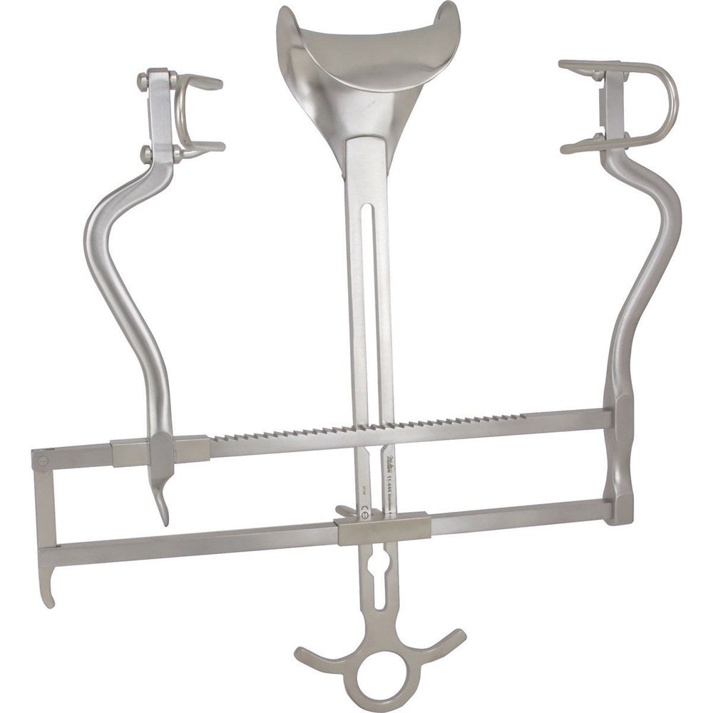 MILTEX BALFOUR Abdominal Retractor, 7" (180mm) Spread, 4 Fenstrated Side Blades, 2 Solid Center Blades. MPN: 11-432