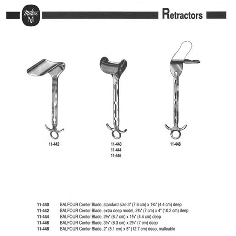 MILTEX BALFOUR Center Blade for Retractor, extra deep model, 2-3/4" (7 cm) X 4" (10.2 cm) deep. MPN: 11-442 - Image 2