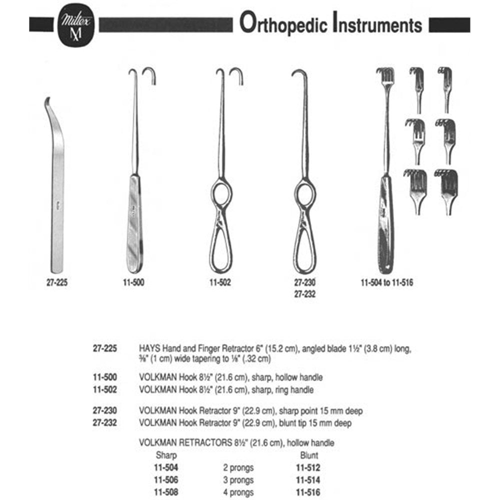 MILTEX VOLKMAN Retractor, 8-1/2" (218mm), 3 Prongs, Blunt, Hollow Handle. MPN: 11-514 - Image 3