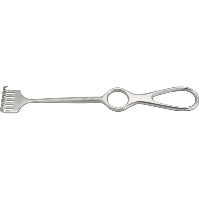 MILTEX VOLKMAN Retractor, 8-1/2" (216mm), 6 Prongs, Sharp, Ring Handle. MPN: 11-536