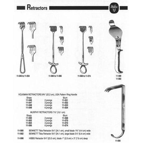MILTEX MURPHY Retractor, 7-1/2" (191mm), Sharp, 3 Prongs. MPN: 11-562 - Image 2