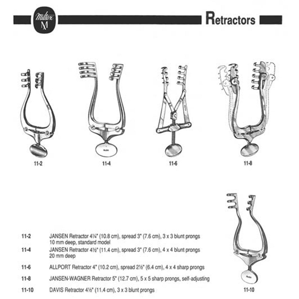 MILTEX ALLPORT Retractor, 3-3/4" (94.5mm), 4 X 4 Sharp Prongs. MPN: 11-6 - Image 2