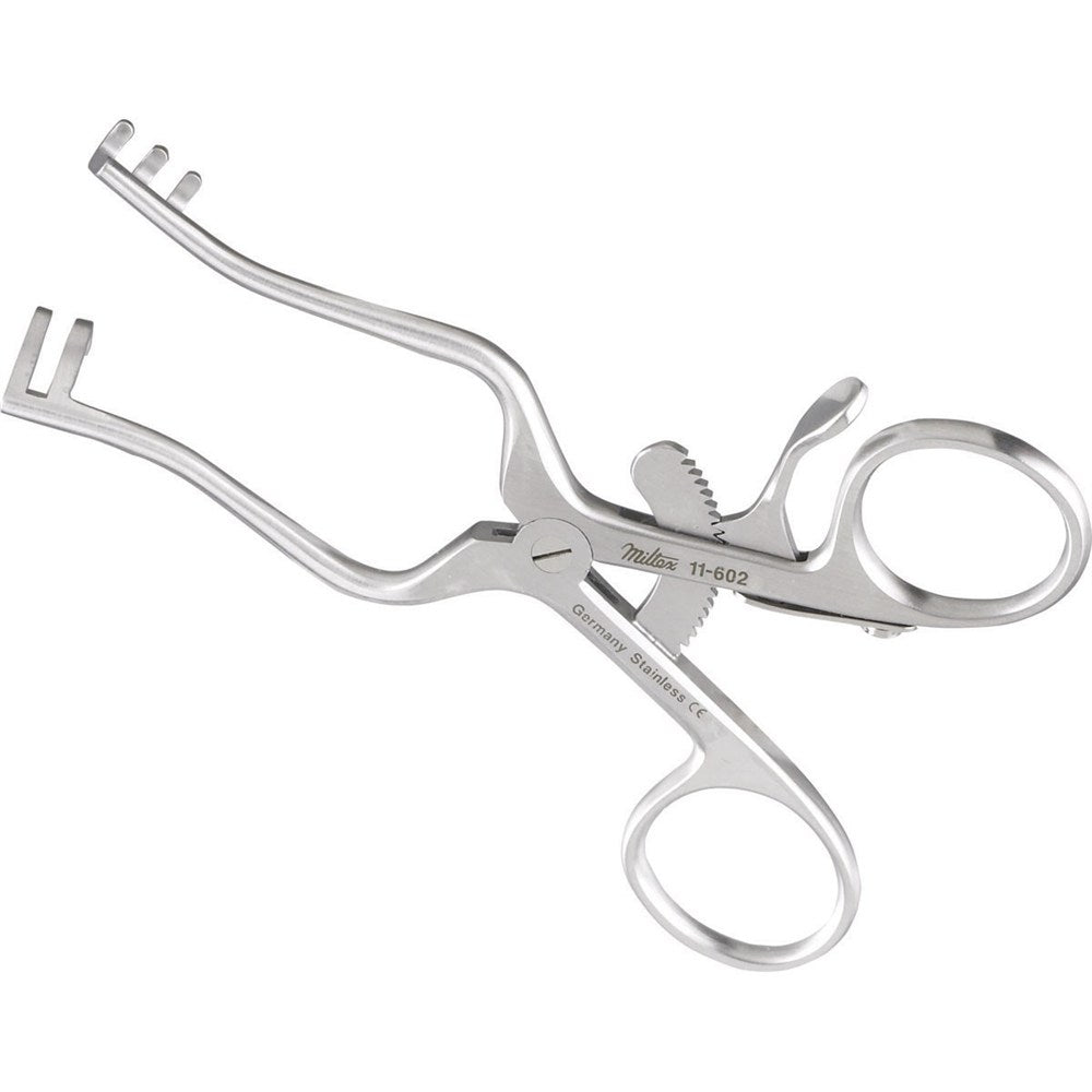 MILTEX WEITLANER Retractor, 4-3/8" (110mm), Blunt, 2 X 3 Teeth, 2" (50mm) Spread. MPN: 11-602