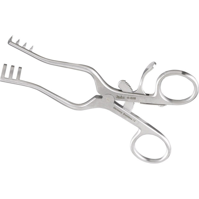 MILTEX WEITLANER Retractor, 5-1/4" (135mm), Sharp, 3 X 4 Teeth, 1-7/8" (47mm) Spread. MPN: 11-608
