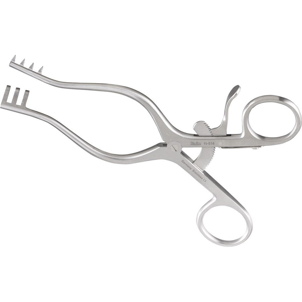 MILTEX WEITLANER Retractor, 6-1/2" (165mm), Sharp, 3 X 4 Teeth, 4" (100mm) Spread. MPN: 11-614