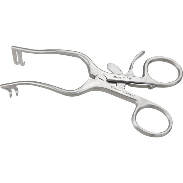 MILTEX PAPARELLA-WEITLANER Retractor, 5-1/4" (134mm), 2 X 2 Semi Sharp Teeth, Prongs Self-Retainng, 13mm Long, 45mm Spread. MPN: 11-625
