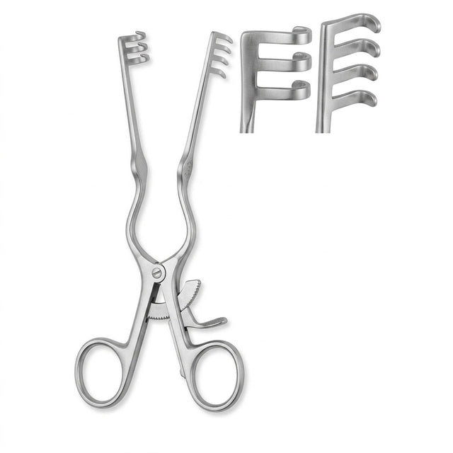 MILTEX BECKMAN-WEITLANER Retractor, 5-1/2", blunt, 3 X 4 teeth, with hinge blades. MPN: 11-630-BL