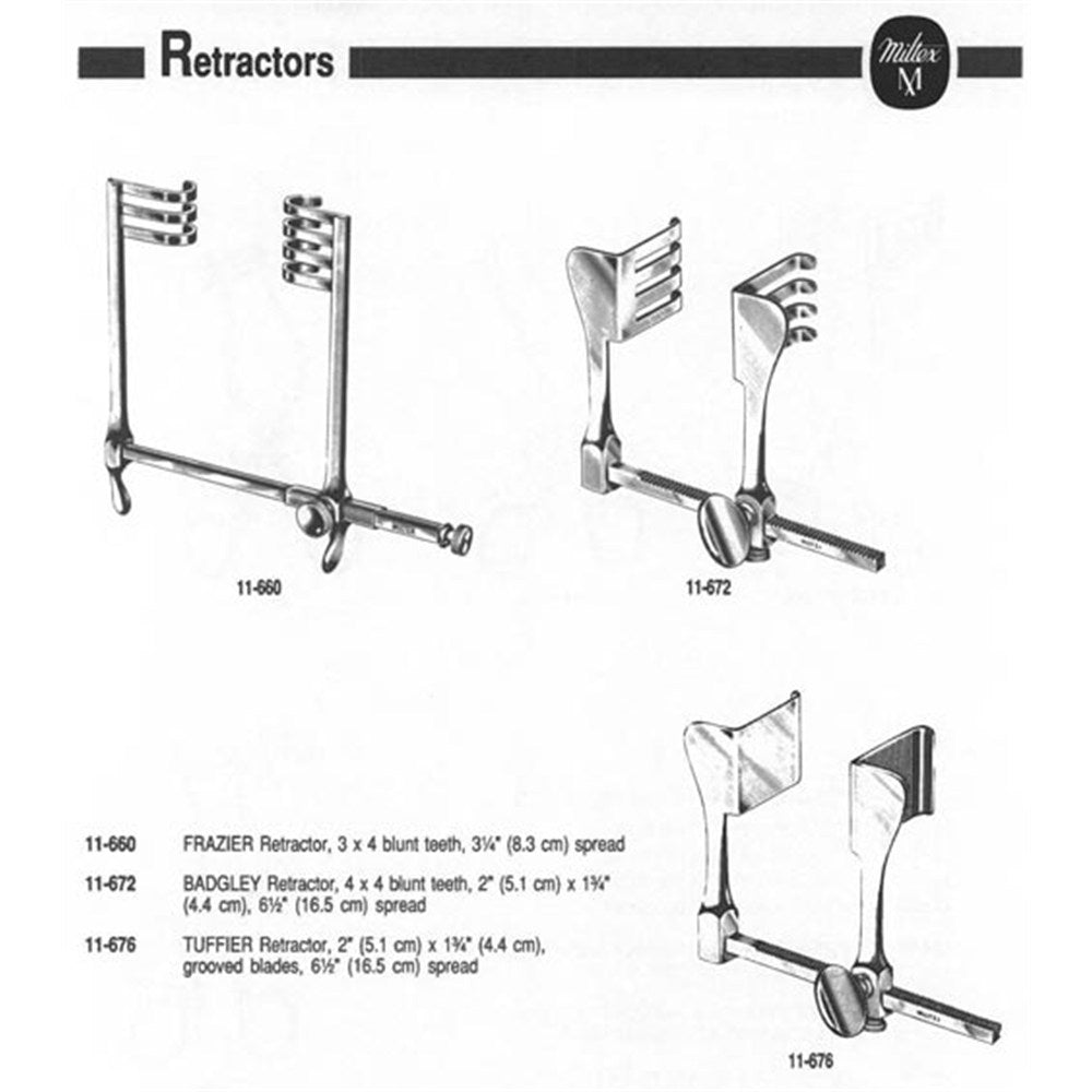 MILTEX TUFFIER Retractor, 2" (5.1 cm) X 1-3/4" (4.4 cm), grooved blades, 6-1/2" (16.5 cm) spread. MPN: 11-676 - Image 2
