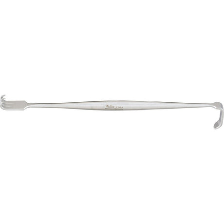 MILTEX SENN Retractor, 6-1/4" (160mm), Double-Ended, 3 Sharp Prongs and 6.5mm X 21mm Blade. MPN: 11-74