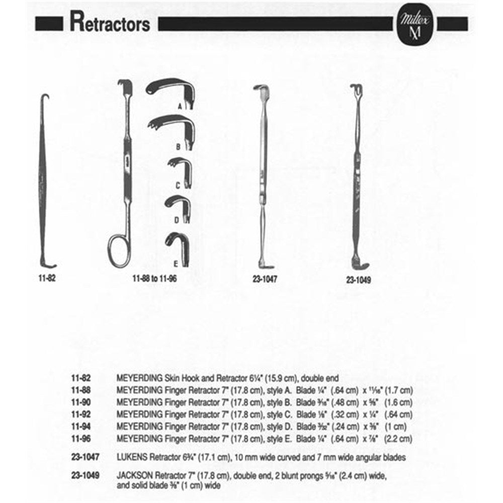 MILTEX MEYERDING Finger Retractor, 7" (17.8 cm), style B., blade 3/16" (.48 cm) X 5/8" (1.6 cm). MPN: 11-90 - Image 2