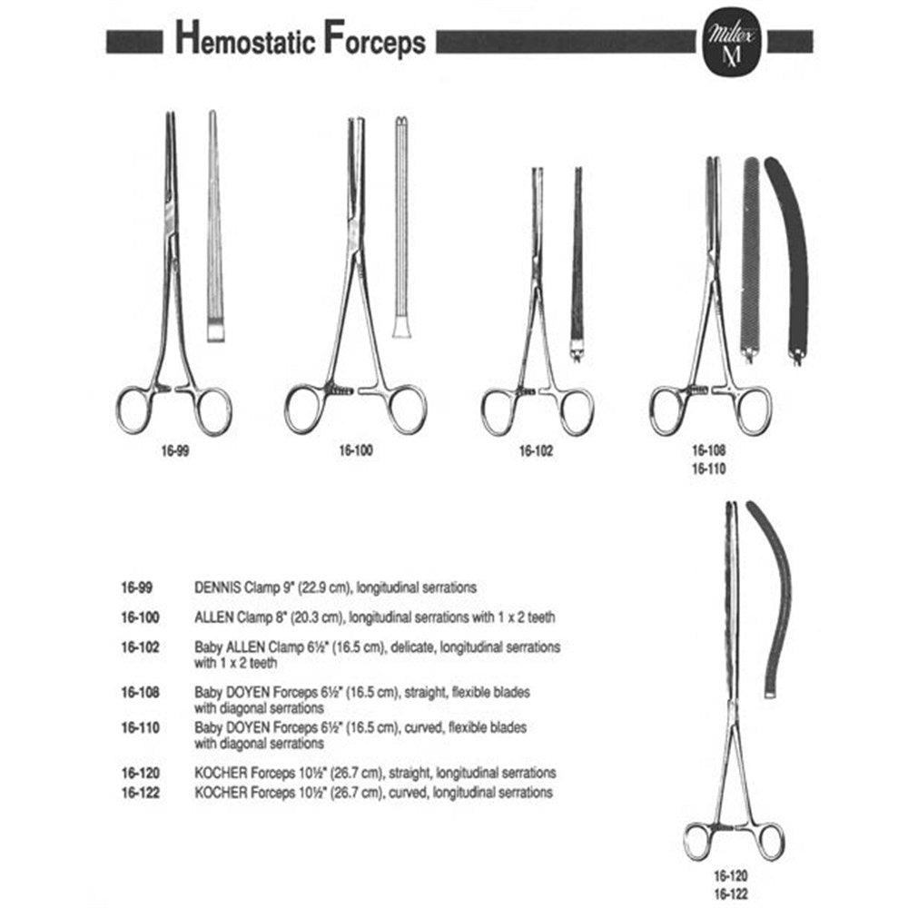 MILTEX Baby ALLEN Clamp, 6-1/4" (160mm), Delicate, Longitdinal Serrations with 1 X 2 Teeth. MPN: 16-102 - Image 2