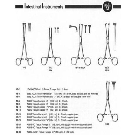 MILTEX ALLIS-ADAIR Tissue Forceps, 6-1/4" (161mm), 9 X 10 Teeth. MPN: 16-30 - Image 2
