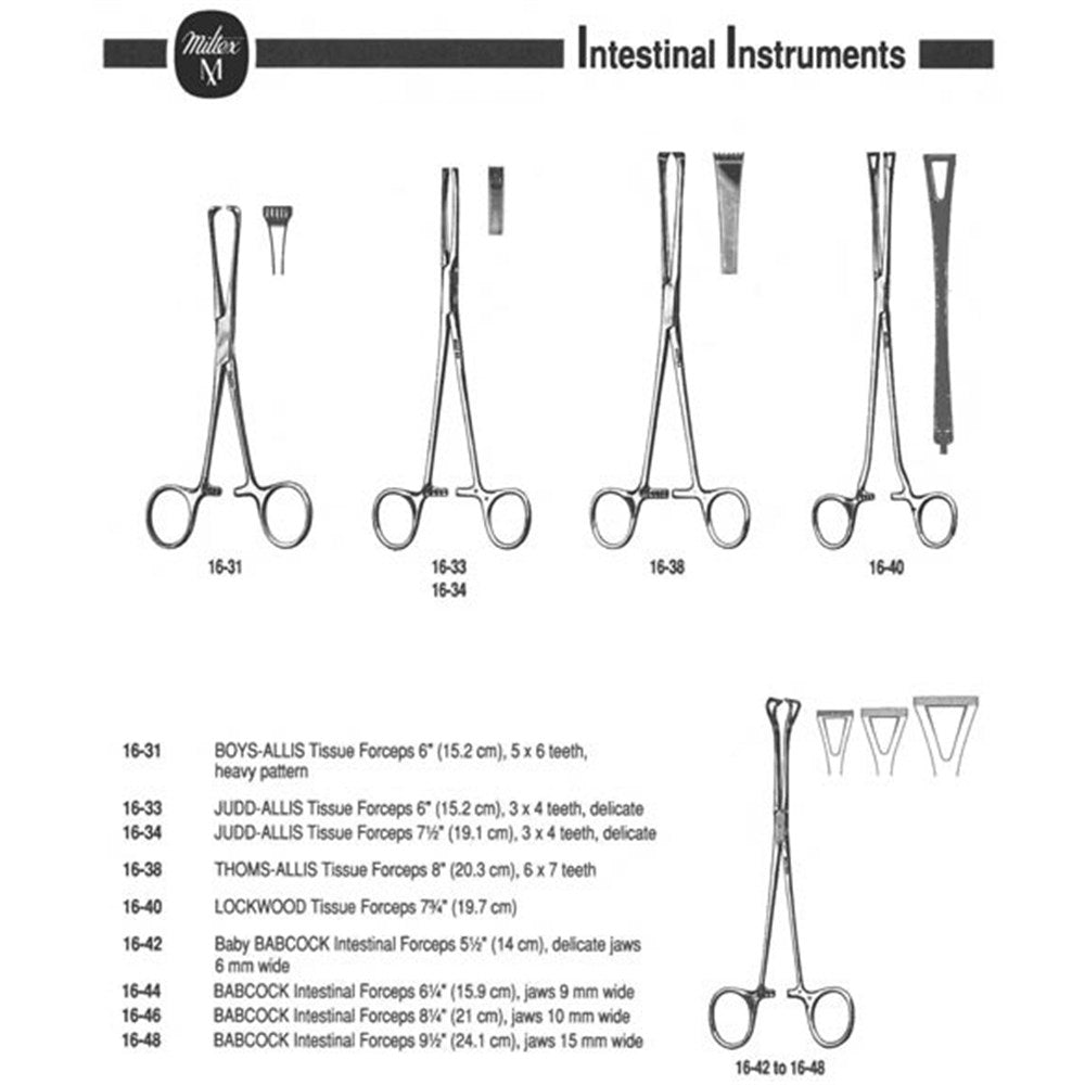 MILTEX THOMS-ALLIS Tissue Forceps, 8-1/4" (207mm), 6 X 7 Teeth. MPN: 16-38 - Image 2