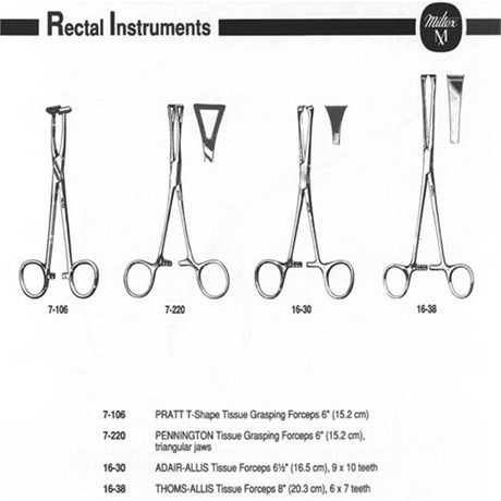 MILTEX THOMS-ALLIS Tissue Forceps, 8-1/4" (207mm), 6 X 7 Teeth. MPN: 16-38 - Image 3
