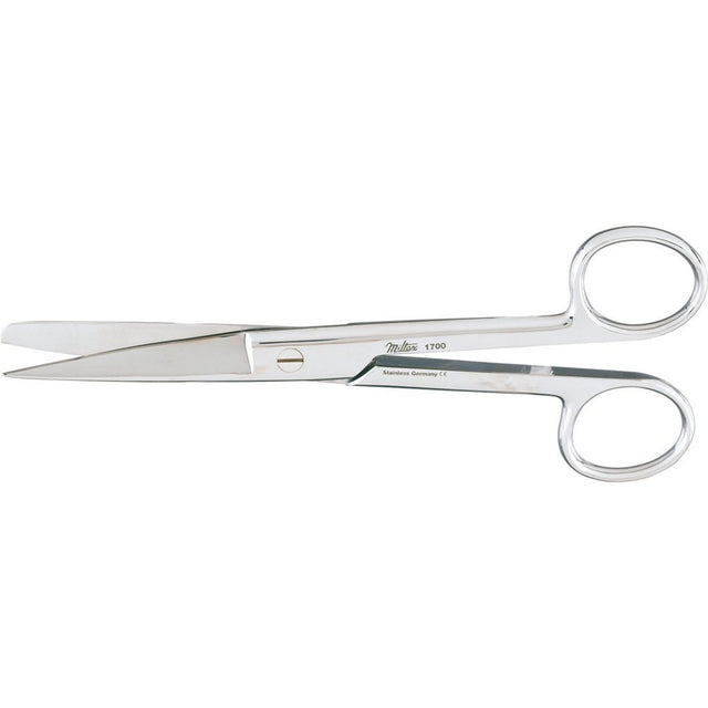 MILTEX Utility Scissors straight, sharp/blunt, one serrated blade, extra heavy, Length= 6-1/2" (16.5 cm). MPN: 1700