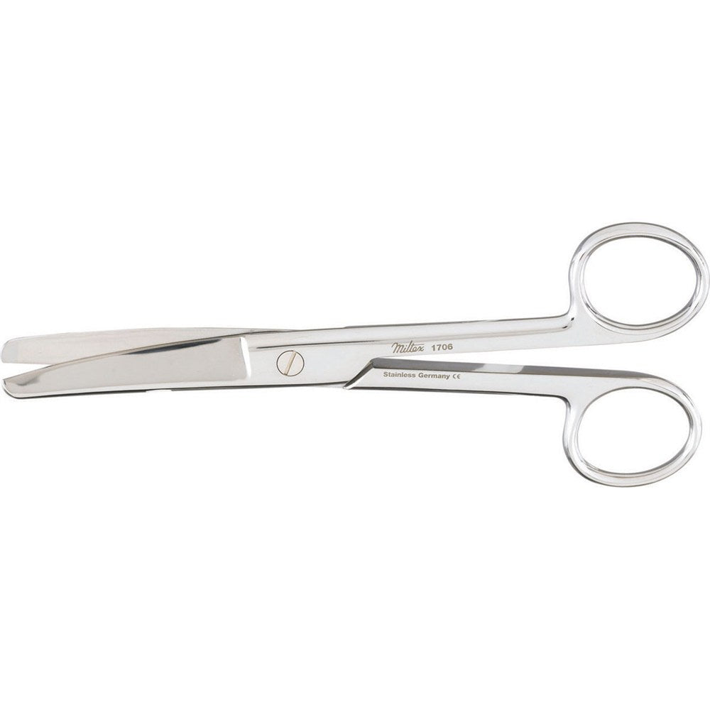 MILTEX Utility Scissors curved, blunt/blunt, one serrated blade, extra heavy, Length= 6-1/2" (16.5 cm). MPN: 1706