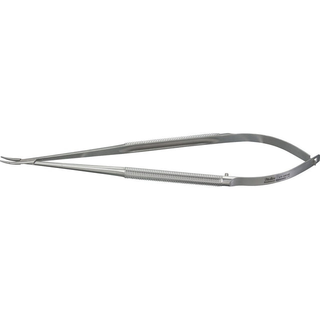 Miltex Micro Needle Holder, 7⅛" (18.1 cm), Curved, Round Handles, 0.6 mm Tips. MPN: 17-1010