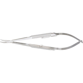 Miltex Micro Needle Holder, 5¼" (13.3 cm), Curved, with Lock, Round Handles, 0.6 mm Tips. MPN: 17-1020