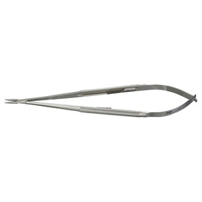 Miltex Micro Needle Holder, 7⅛" (18.1 cm), Straight, with Lock, Round Handles, 0.6 mm Tips. MPN: 17-1024