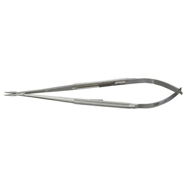 Miltex Micro Needle Holder, 7⅛" (18.1 cm), Straight, with Lock, Round Handles, 0.6 mm Tips. MPN: 17-1024