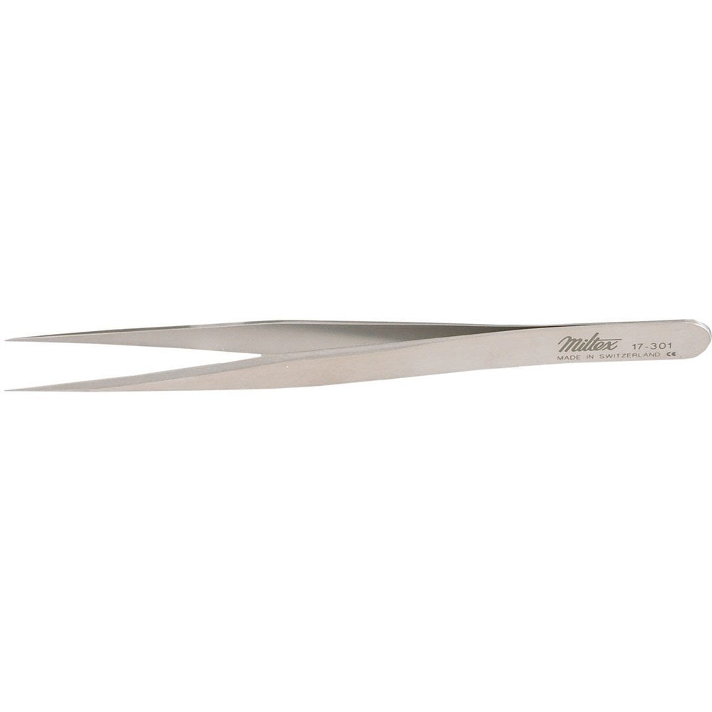 MILTEX SWISS Jeweler Style Forceps, 4-3/4" (120mm) Non-Magnetic Stainless Steel, Style 1, Fine Jaw. MPN: 17-301