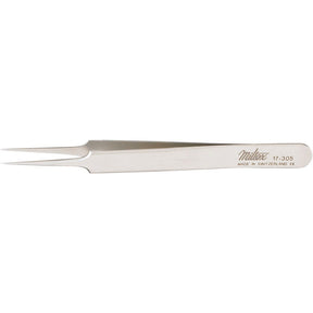 MILTEX SWISS Jeweler Style Forceps, 4-3/8" (110mm) Non-Magnetic Stainless Steel, Style 5, Super Fine Jaw. MPN: 17-305