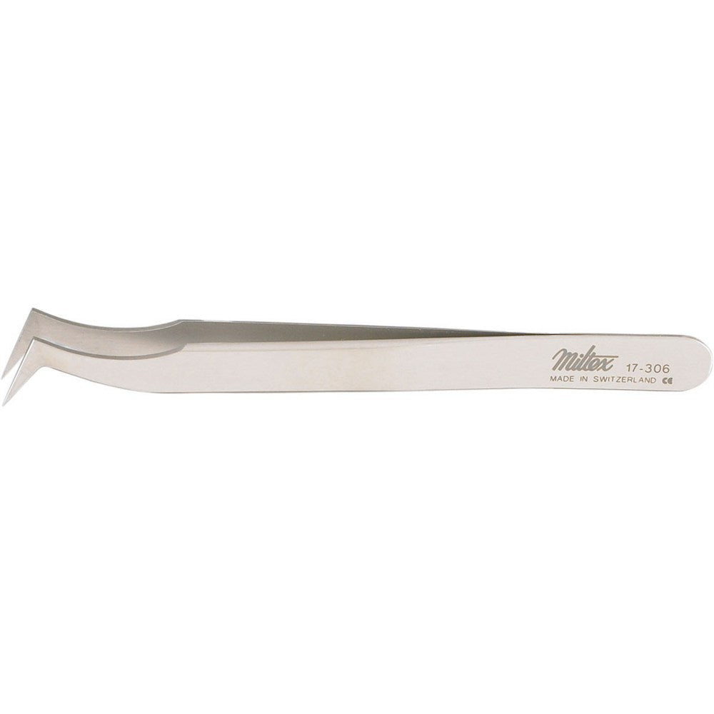MILTEX SWISS Jeweler Style Forceps, 4-5/8" (116mm) Non-Magnetic Stainless Steel, Style 6, Pickup Jaw. MPN: 17-306