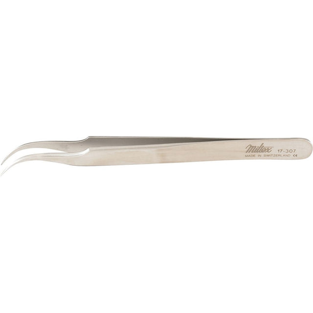 MILTEX SWISS Jeweler Style Forceps, 4-1/2" (115mm) Non-Magnetic Stainless Steel, Style 7, Fine Jaw, Curved. MPN: 17-307