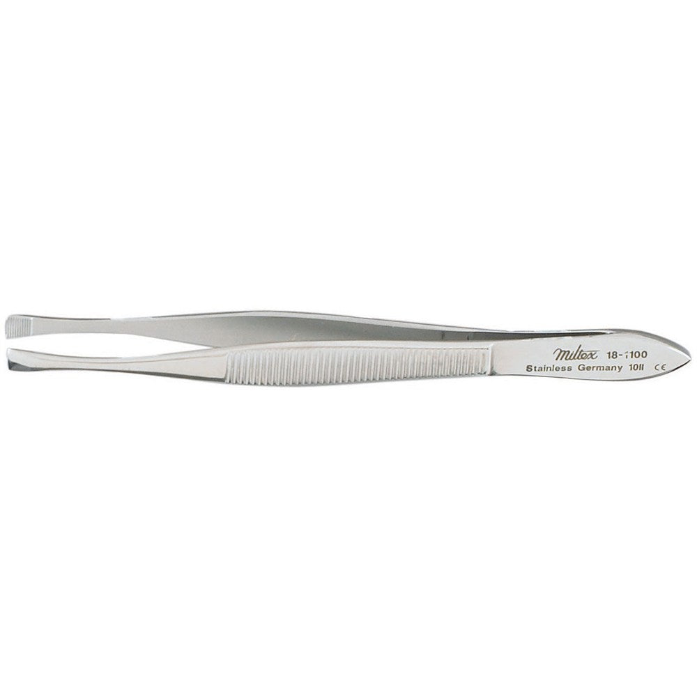 MILTEX LITTAUER Cilia Forceps, 3-1/2" (89mm), 3.5mm Wide Jaws with Fine Horizontal Serrations. MPN: 18-1100