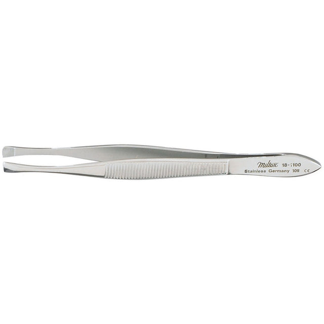 MILTEX LITTAUER Cilia Forceps, 3-1/2" (89mm), 3.5mm Wide Jaws with Fine Horizontal Serrations. MPN: 18-1100