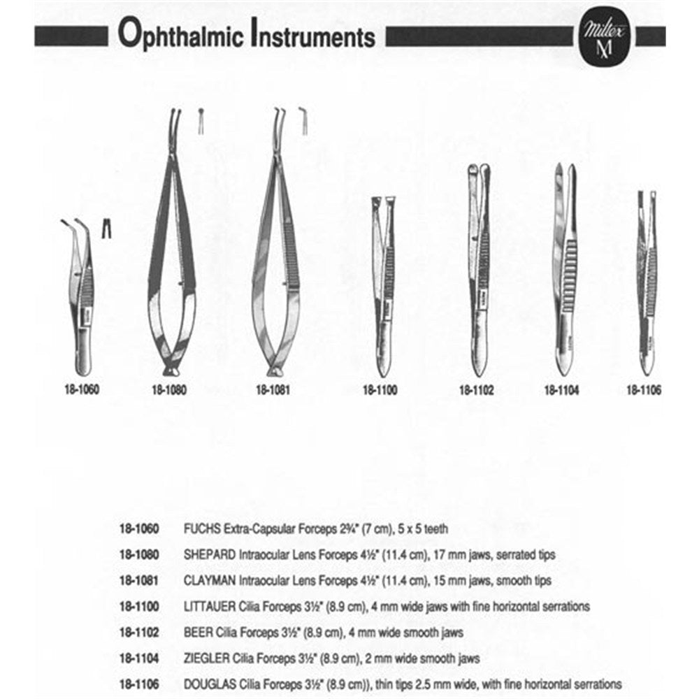 MILTEX BEER Cilia Forceps, 3-1/2" (90mm), 4mm Wide Smooth Jaws. MPN: 18-1102 - Image 3