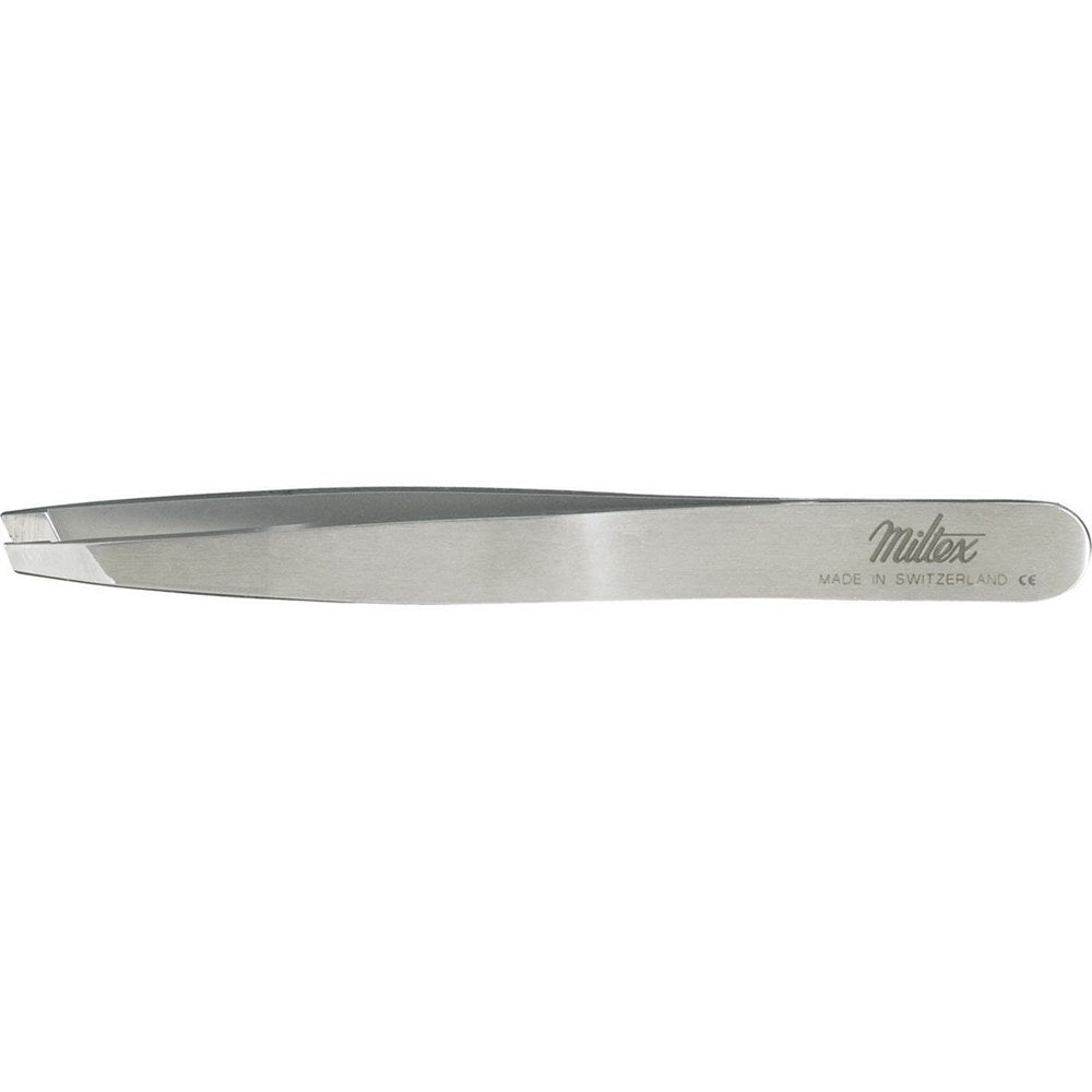 MILTEX Swiss Cilia and Suture Forceps, 3-3/4" (96mm), 2.8mm Wide Slanted Smooth Jaws. MPN: 18-1107
