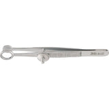 MILTEX AYER Chalazion Forceps, 3-5/8" (92mm), Fenestrated Jaw, Inside Ring Diameter 9mm, Solid Blade. MPN: 18-1170