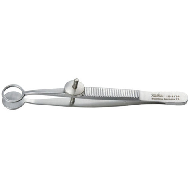 MILTEX LAMBERT Chalazion Forceps, 3-5/8" (91.9mm), Fenestrated Jaw, 11mm wide. MPN: 18-1174