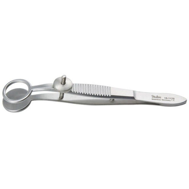 MILTEX HUNT Chalazion Forceps, 3-7/8" (97.5mm), Fenestrated Jaw, Inside Ring Diameter 12mm. MPN: 18-1178