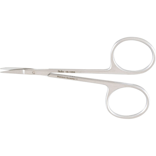 MILTEX BONN Miniature Iris Scissors, 3-1/2" (8.9 cm), curved, with 15 mm blades. MPN: 18-1394