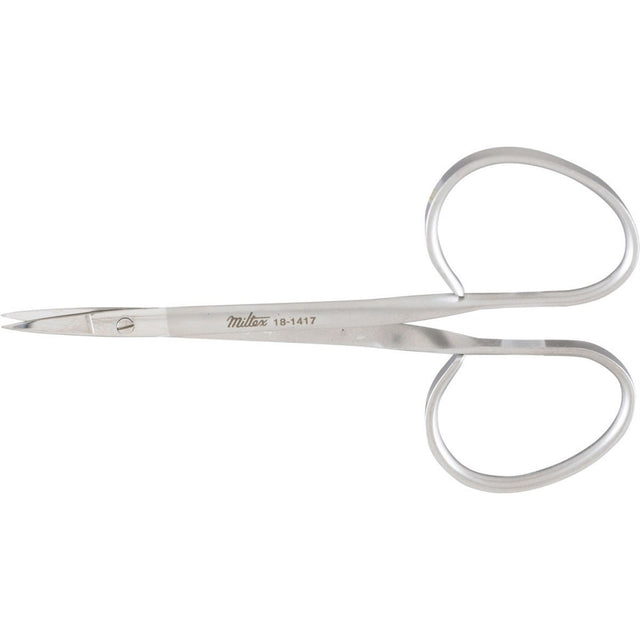 MILTEX Iris Scissors, 3-3/4" (96mm), Straight, 18,5mm Blades, Ribbon Type Handle. MPN: 18-1417