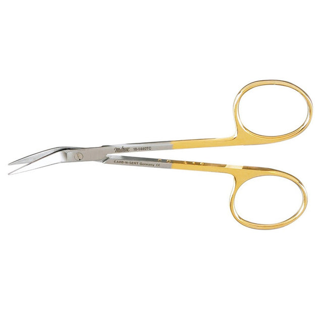 MILTEX Converse (Wilmer) Scissors, Tungsten Carbide, Blades Angled on Flat, Sharp, Length= 4-1/2" (114 mm). MPN: 18-1440TC