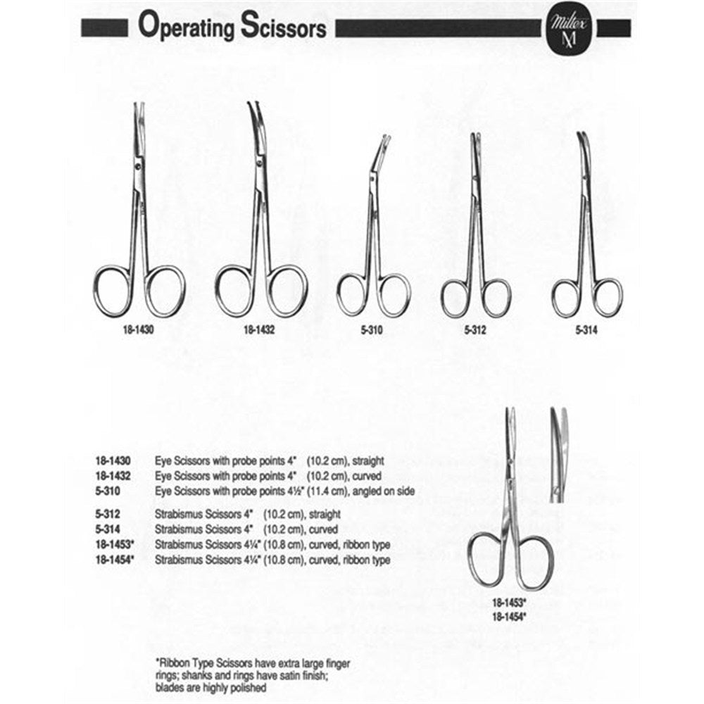 MILTEX Strabismus Scissors, 4-1/4" (10.8 cm), straight, ribbon-type. MPN: 18-1453 - Image 2