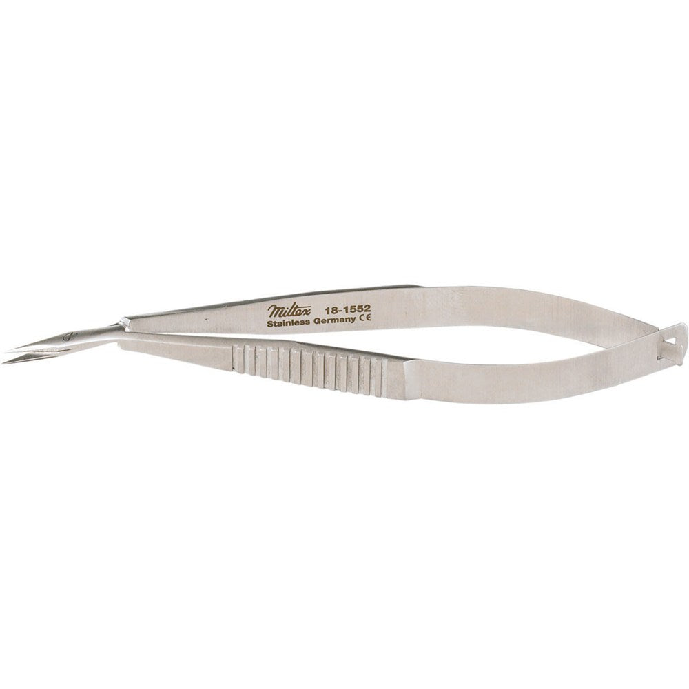 MILTEX MCCLURE Iris Scissors, 3-3/4" (94mm), Angled on Flat, Sharp Tips. MPN: 18-1552
