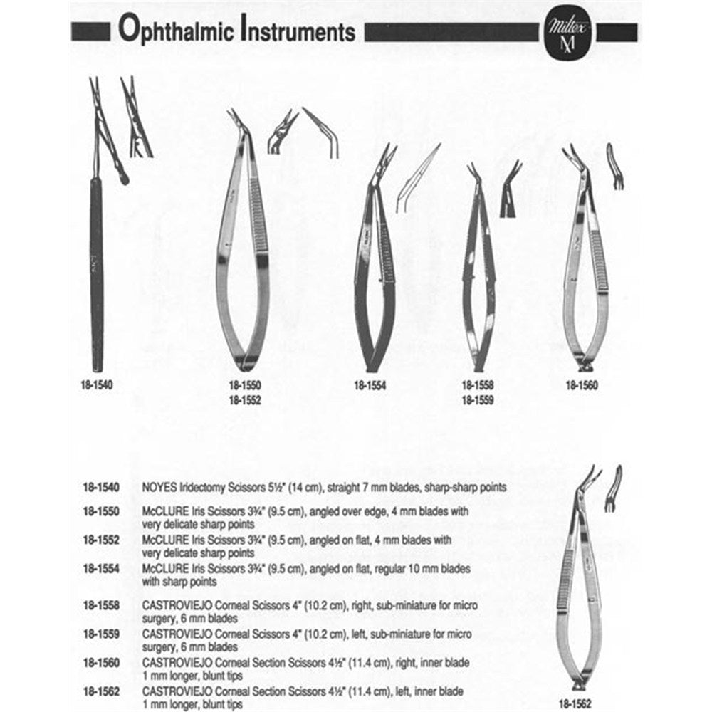MILTEX CASTROVIEJO Corneal Scissors, 3-7/8" (98mm), right, for microsurgery, 7mm blades. MPN: 18-1558 - Image 4