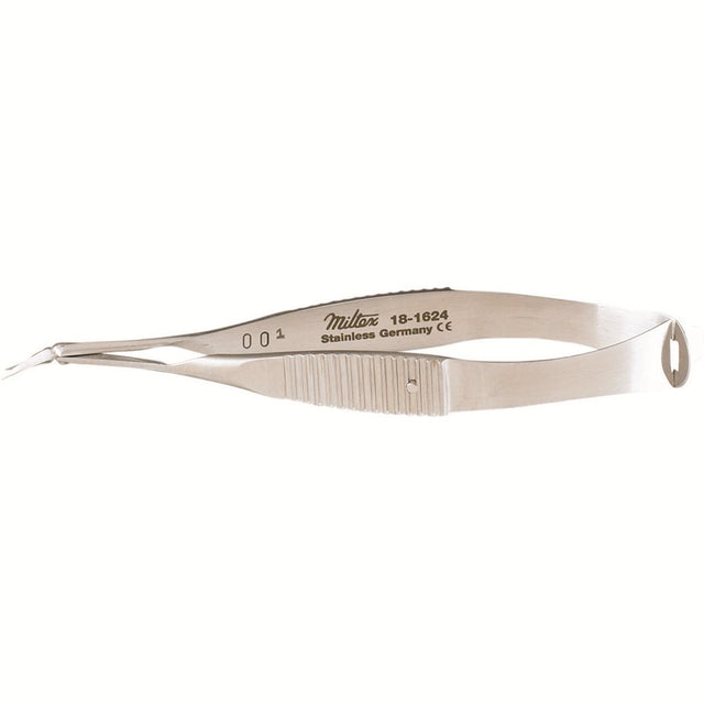 MILTEX VANNAS Scissors, 3-1/4" (8.3 cm), angled on flat, extra delicate sharp points. MPN: 18-1624