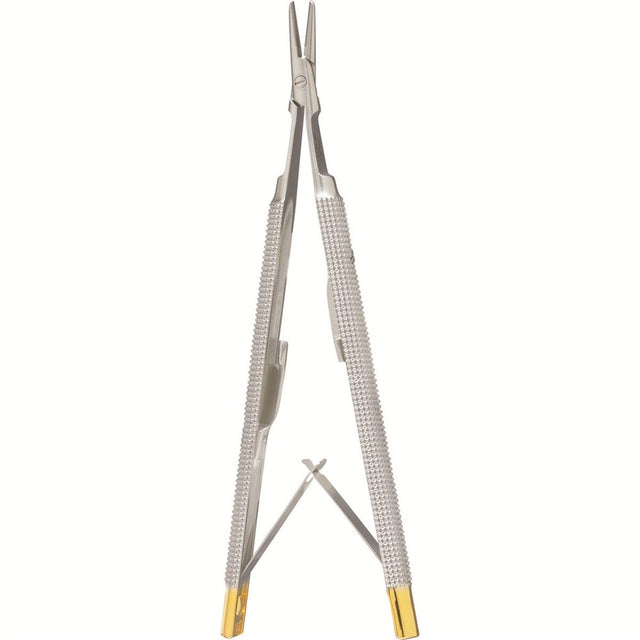 Miltex Castroviejo Needle Holder, 4¾" (12.1 cm), Delicate Smooth Jaws, with Lock, Tungsten Carbide, Round Handles. MPN: 18-1816TC
