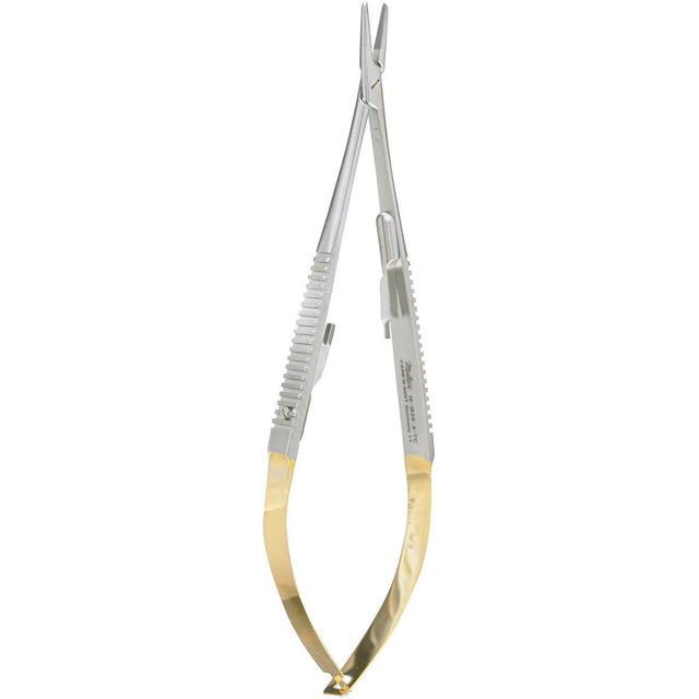 Miltex Castroviejo Needle Holder, 5½" (14 cm), Straight, Serrated Jaws, with Lock, Tungsten Carbide. MPN: 18-1828A-TC