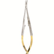 Miltex Castroviejo Needle Holder, 5½" (14 cm), Curved, Serrated Jaws, with Lock, Tungsten Carbide. MPN: 18-1832A-TC
