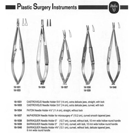 Miltex Barraquer Needle Holder, 5" (12.6 cm), Curved, with Lock, 10 mm Hollow Round Handles. MPN: 18-1839 - Image 4